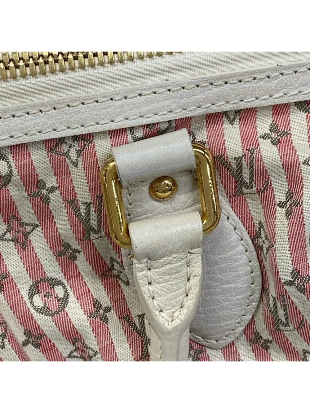Louis Vuitton Handbag Monogram Mini Lin Croisette Marina GM Rouge Cotton Linen